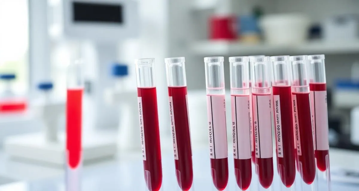 Tubos de ensaio de exames de sangue em laboratório médico